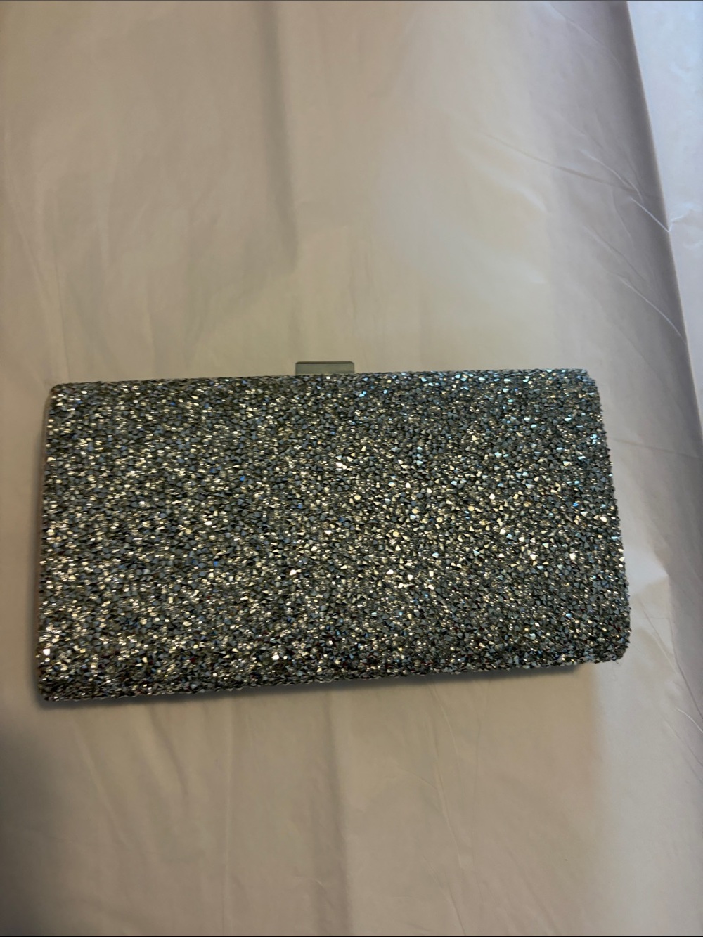 Elegant Silver Glitter Evening Clutch